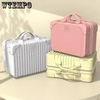 WTEMPO 14 дюймов маленький чемодан простой однотонный чемодан бизнес-интернат портативные сумки для хранения косметики 14inch белый