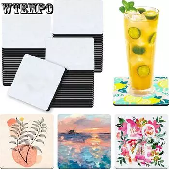 WTEMPO 15 шт./набор 10*10 см пустые подставки простые неопреновые нескользящие DIY граффити подставки под молоко чай/кофе/напитки изоляционная подкладка 15pcs белый