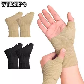 WTEMPO 1 пара перчаток без пальцев для письма и набора текста, спортивные перчатки для фитнеса и запястья, защита большого пальца, полуперчатки для велоспорта на открытом воздухе 1 pair чёрный