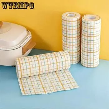 WTEMPO 1 рулон 25*25 см кухонные одноразовые моющиеся плотные бумажные полотенца для удаления жира кухонные полотенца впитывающие жир сухие/влажные тряпки двойного назначения кухонная бумага 1pc жёлтый