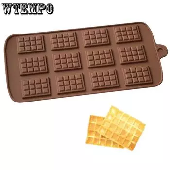 WTEMPO 1 шт., 12 полостей, форма для вафельного печенья, торта, креативная форма для домашней выпечки «сделай сам», силиконовая форма для шоколадной помадки 23*10.7*0.5cm кофейный