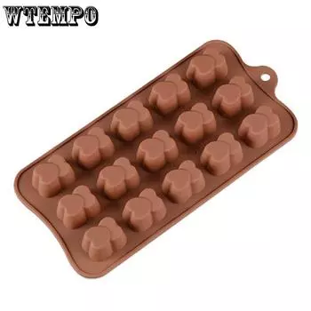 WTEMPO 1 шт., 15 полостей, двойное сердце, четырехсторонний пищевой силикон, мини-торт, пудинг, десерт, шоколадная форма, креативная форма для ручной выпечки «сделай сам» 21.5*10.4*2cm кофейный