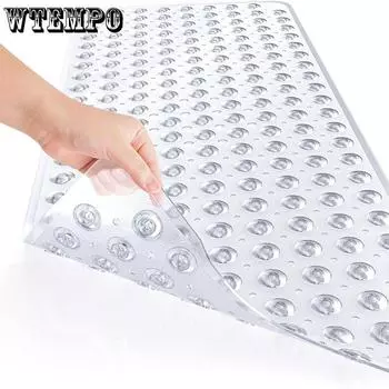 WTEMPO 1 шт. 40*100 см коврик для ванной комнаты моющийся однотонный прозрачный нескользящий коврик для душа с присоской сливные отверстия коврики для ванной коврики для ванной комнаты 40*100cm серый