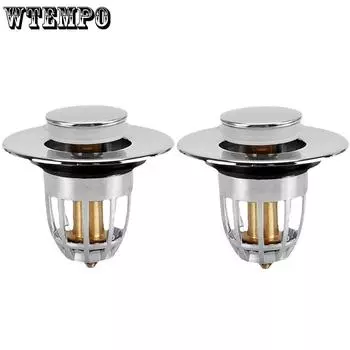 WTEMPO 1 шт., фильтр для раковины с прессом, всплывающий сливной фильтр, фильтр для ванной комнаты, душевой раковины, фильтр для умывальника, сито для раковины для волос, кухонная пробка для ванны 1pc серебряный