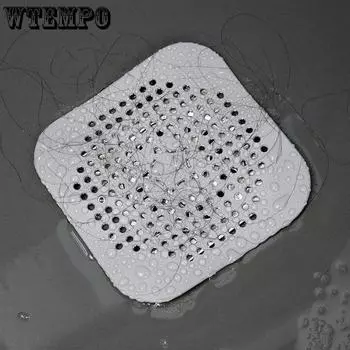 WTEMPO 1 шт. квадратный фильтр для душа для ванной комнаты, противозасоряющийся фильтр для ванны, сливной коврик для душа, силиконовый коврик для кухонной раковины, инструменты для ванной комнаты 1pc*14cm чёрный