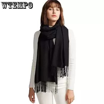 WTEMPO 1 шт. однотонный шарф с имитацией кашемира, осень-зима, толстый теплый шарф с кисточками, элегантный уличный шарф, шаль, подарки на день рождения для фестивалей 1PC красный