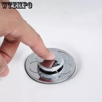 WTEMPO 1 шт., раковина для мытья, универсальная пробка для протечки, пресс-тип, слив для раковины с прыгающим сердечником, слив для ванной комнаты, душ, защита от запаха и насекомых, слив для пола 1pc серебряный