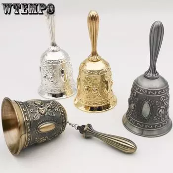 WTEMPO 1 шт. Ретро-металлический изогнутый колокольчик ручной работы, идеально подходящий для сервировки в столовой, а также для свадебного рождественского и праздничного колокольчика для домашних животных 1PC золотой