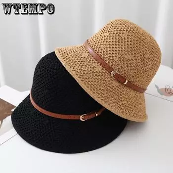 WTEMPO 1 шт. складные сетчатые шапки весна-лето женские дышащие ажурные солнцезащитные шляпы легкие шапки с регулируемым поясом аксессуары для женской одежды 1pc