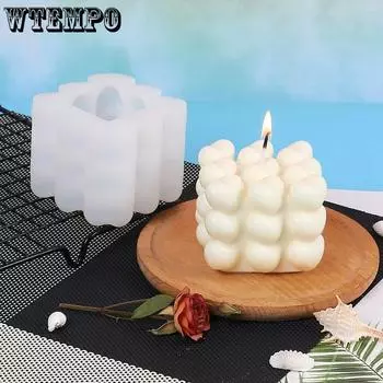 WTEMPO 1PC Creative DIY Cube Glue Mold Heart Shaped Aromatherapy Candle Mold White Silicone Chocolate Mold 1pc белый