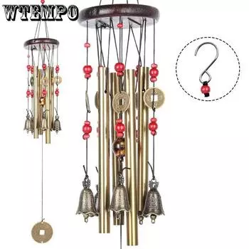 WTEMPO 1PC Винтажный 4-трубчатый металлический антикварный медный декоративный колокольчик для дома, улицы, устойчивый к ржавчине, уличные декоративные подвесные колокольчики, украшения 1pc