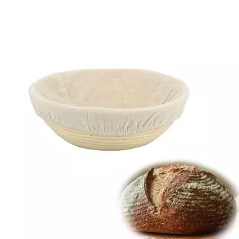 WTEMPO 1set Banneton Brotform 9,8 дюйма Круглый хлеб Ферментированная корзина Ротанговая чаша с тканью