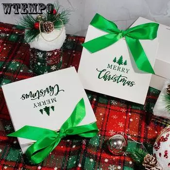 WTEMPO 20 шт 4,5*10*11,5 см Веселые рождественские коробки для конфет с лентой Маленькие рождественские подарочные упаковочные коробки Imple Fashion Paper Gift Bags 20pcs красный