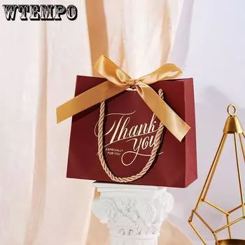 WTEMPO 20 шт 6*12*14 см праздничные ручные подарочные пакеты конфетные пакеты с лентой и веревкой подходят для Пасхи, дня рождения, свадьбы, Рождества, Нового года 20pcs белый