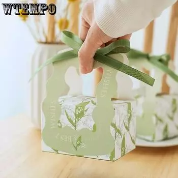 WTEMPO 20 шт. креативные роскошные свадебные ручные коробки для конфет, коробки для упаковки шоколада/печенья/мелких предметов с лентой, складные подарочные коробки для праздников и вечеринок 20pcs*large зелёный
