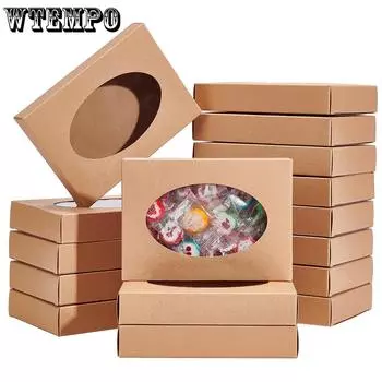 WTEMPO 20 шт. овальные прозрачные окошки из крафт-бумаги, бумажные коробки для мыла ручной работы, складные коробки для упаковки безделушек, подарочные коробки для кондитерских изделий 20pcs белый