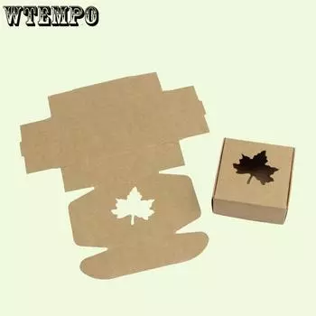 WTEMPO 20PCS Handmade Soap Packaging Boxes Retro Simple Kraft Paper Boxes Maple Leaf/love Shaped Hollow Boxes Creative DIY Party Gift Boxes 20pcs