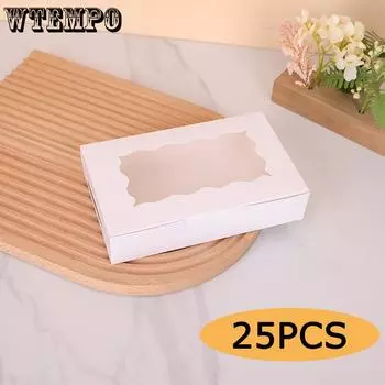 WTEMPO 25 шт 4*11*18 см Премиум белые бумажные подарочные коробки с прозрачным окном для показа подарков на вечеринку Упаковочные коробки Универсальные коробки для хранения 25pcs белый