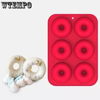 WTEMPO 2 шт. 6 полостей Ood Grade силиконовые формы для пончиков креативные формы для выпечки мусса торта домашний ресторан DIY форма для выпечки в духовке 25.5*17.8*3.4cm красный