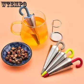 WTEMPO 2 шт. креативные ситечки для чая в форме зонтика, силиконовый фильтр для чая из нержавеющей стали, бытовой фильтр для чая 13.5*4.5cm синий