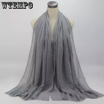 WTEMPO 2 шт. однотонные длинные шарфы женские повседневные шарфы шаль на все сезоны ветрозащитный мятый платок 2pcs красный