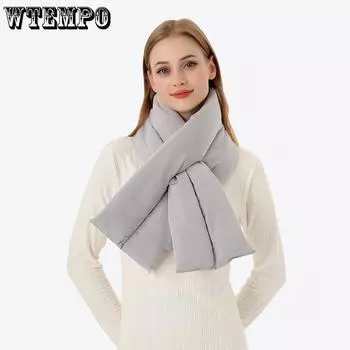 WTEMPO 2 шт. осенне-зимняя защита шеи/талии теплые шарфы портативные однотонные пуховые шарфы крестообразные хлопковые шарфы шали 20*110cm*2pcs зелёный