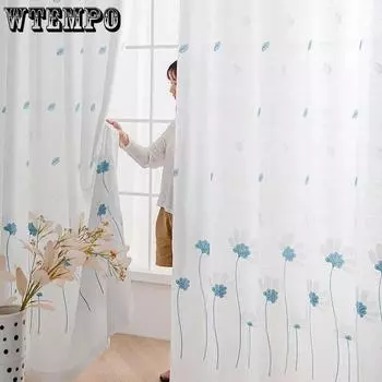 WTEMPO 2 шт. полузатеняющие оконные ширмы для гостиной, спальни, балкона, готовые шторы, дешевые солнцезащитные утолщенные белые марлевые шторы 150*270cm*2pcs жёлтый