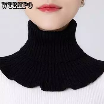WTEMPO 2 шт. унисекс поддельный воротник водолазка теплый осенне-зимний шейный платок мягкий поддельный воротник модные вязаные шарфы однотонные галстуки и галстуки женские 2pcs абрикосовый