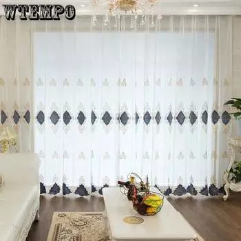 WTEMPO 2PCS марля для экранирования окон дома кружево перфорированная занавеска балкон спальня готовая занавеска скандинавский экранирование окон W150*H270cm*2pcs фиолетовый
