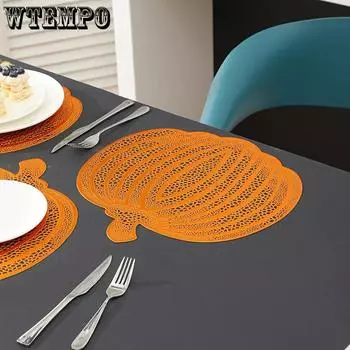 WTEMPO 2PCS Pumpkin Shaped Home Heat-resistant Tableware Pads Creative Waterproof Anti-hot Insulation Mats Anti-fouling Easy Cleaning Table Mats 2pcs оранжевый