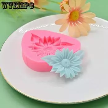 WTEMPO 2шт DIY Силиконовые формы для помадки и шоколада Подсолнух с листьями Формы для шоколада Клеевая глина Формы для поделок Цветочный дизайн Формы для выпечки 2pcs