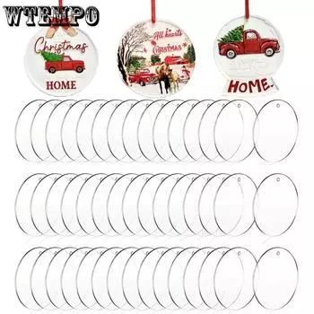 WTEMPO 30 шт. круглые акриловые пустые украшения прозрачные акриловые диски аксессуары для ключей с отверстием для гравировки DIY проектов и художественных промыслов 30pcs*50*2mm белый