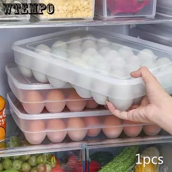 WTEMPO 34 отделения, однослойный лоток для хранения яиц, коробка для свежих продуктов с крышкой, держатель для яиц, ящик для хранения яиц в холодильнике 1 Layer белый