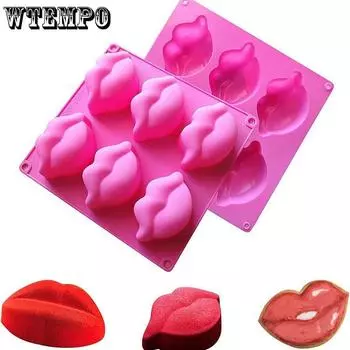 WTEMPO 3 шт. 6 полостей DIY форма для губ форма для шоколадной помадки 3D трехмерная форма для пудинга, мусса для выпечки торта креативная клейкая форма для рукоделия 3pcs розовый