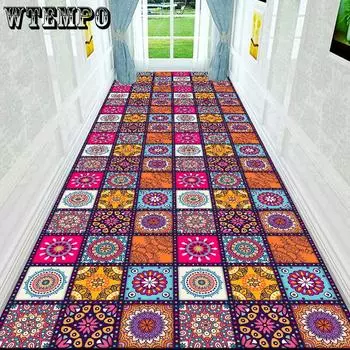 WTEMPO 3D-печать для коридора, окрашивание, ковер, настраиваемый коврик для прихожей, ковер для лестницы, противоскользящий и моющийся ковер 100*300cm
