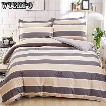 WTEMPO 4 шт. комплект постельного белья дышащий чехол на кровать, приятный для кожи хлопок, украшение для кровати single 3pcs 150by200