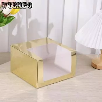 WTEMPO 4 шт. Прозрачные упаковочные коробки с окном, креативные коробки для хранения вещей своими руками, витрины для магазинов, витрины для мелких предметов 4pcs золотой