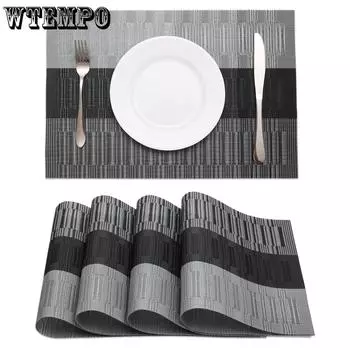 WTEMPO 4PCS 45*30CM Modern Simple Western Food Placemats PVC Dining Table Mats Hotel Dining Table Insulation Pads for Festivals Halloween Christmas 4pcs*45*30cm серый