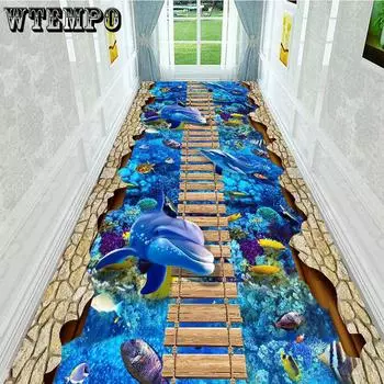 WTEMPO 5D-печатный вырезанный коврик для крыльца, большой размер, ковер для прохода, лестницы, домашний моющийся нескользящий коврик для прихожей 100*300cm