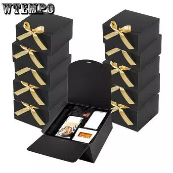 WTEMPO 6 шт. 20*20*10 см креативные бумажные коробки с бантом для торта, десерта, кондитерских изделий, подарочные коробки для свадеб, фестивалей, вечеринок, однотонные складные подарочные коробки 6pcs*20*20*10cm белый