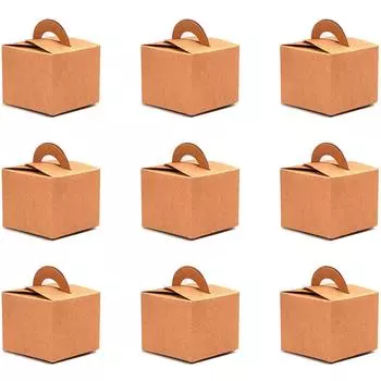 WTEMPO 9PCS 9.5*9.5*8CM Kraft Paper Hand-held Cupcake Boxes Creative DIY Graffitable Christmas Apple Boxes, Wedding Candy Packaging Boxes 9pcs хаки