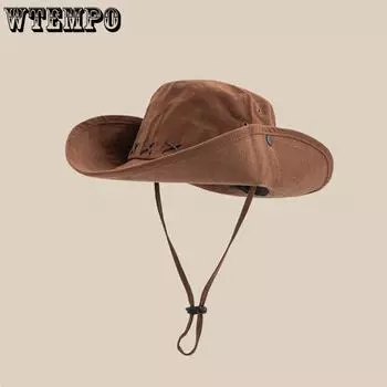 WTEMPO американские ретро ковбойские шляпы в стиле вестерн унисекс уличные походные солнцезащитные шляпы с большими полями однотонные солнцезащитные панамы One Size бежевый