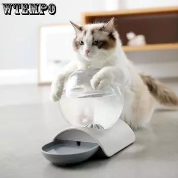 WTEMPO Автоматический диспенсер для воды для домашних животных, поилка для воды для кошек, диспенсер для воды для собак, раковина для еды, без подключаемого модуля, автоматический чайник для дозаправки воды 2.8L розовый