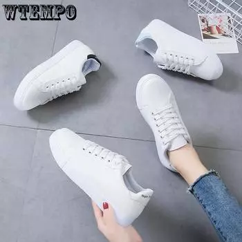 WTEMPO Белые туфли, женские универсальные туфли на плоском каблуке со шнуровкой и буквами, повседневная мягкая подошва, удобная и дышащая рабочая обувь, дропшиппинг, оптовая продажа 36 белый