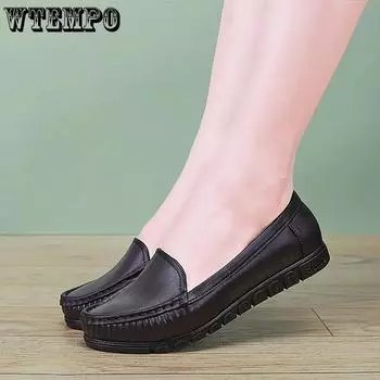 WTEMPO Black Spring Autumn Women s Casual Soft Sole Shoes Waterproof Non Slip Flat Heel Rain Shoes Comfortable Versatile Single Shoes 36 чёрный