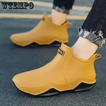 WTEMPO Большие размеры Короткие резиновые сапоги для отдыха на природе Противоскользящие рыболовные водонепроницаемые взрослые пары Водонепроницаемая обувь Износостойкая кухонная рабочая обувь 36 чёрный