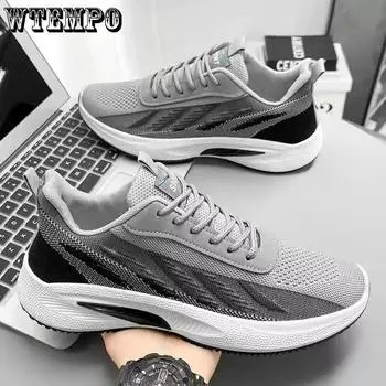 WTEMPO Большие размеры, легкие, на шнуровке, спортивные мужские кроссовки, дышащие, универсальные, нескользящие, износостойкие, повседневные кроссовки 39 серый