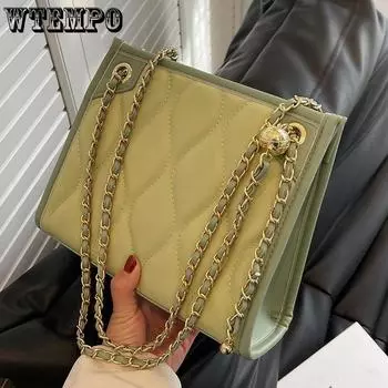 WTEMPO Брендовая сумка-тоут Advanced Sense Trend Texture Большая вместительная сумка для подмышек Сумка с цепочкой из ромбовидной сетки Сумки-мессенджеры Advanced Sense на одно плечо белый