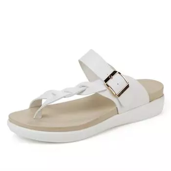 WTEMPO Brand New Women Sandals Casual Women Shoes Summer Flat Sandals Fashion Buckle White Ladies Sa 4.5 белый