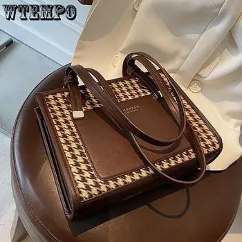 WTEMPO Брендовая женская сумка Commuter большой емкости, модная универсальная сумка-тоут, сумка через плечо Advanced Sense, портативные холщовые сумки University Class чёрный
